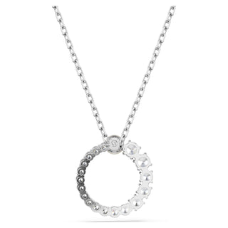 Matrix pendant, Crystal pearl, Round cut, White, Rhodium plated