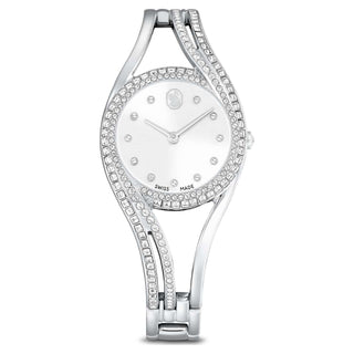 Hyperbola bangle watch, Swiss Made, Metal bracelet, Silver tone, Stainless steel