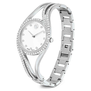 Hyperbola bangle watch, Swiss Made, Metal bracelet, Silver tone, Stainless steel