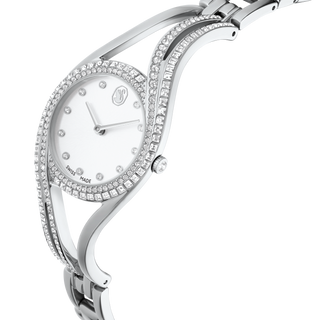Hyperbola bangle watch, Swiss Made, Metal bracelet, Silver tone, Stainless steel