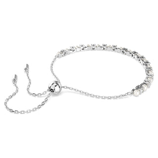 Matrix bracelet, Crystal pearl, Round cut, White, Rhodium plated