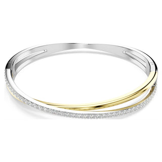 Hyperbola bangle, Round cut, White, Mixed metal finish