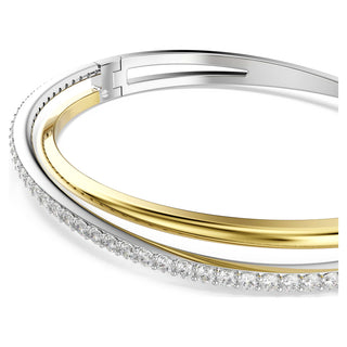 Hyperbola bangle, Round cut, White, Mixed metal finish