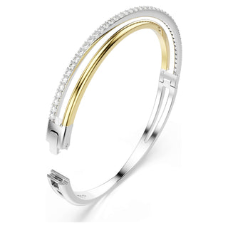 Hyperbola bangle, Round cut, White, Mixed metal finish