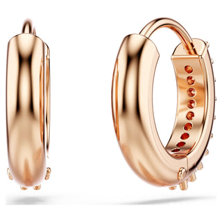 Matrix hoop earrings, Round cut, White, Rose gold-tone plated