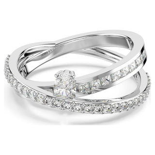 Hyperbola ring, Mixed cuts, White, Rhodium plated