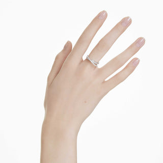 Hyperbola ring, Mixed cuts, White, Rhodium plated