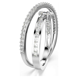 Hyperbola ring, Mixed cuts, White, Rhodium plated