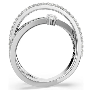Hyperbola ring, Mixed cuts, White, Rhodium plated