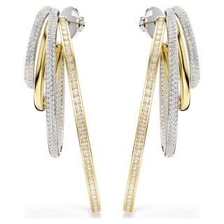 Hyperbola hoop earrings, Mixed cuts, White, Mixed metal finish