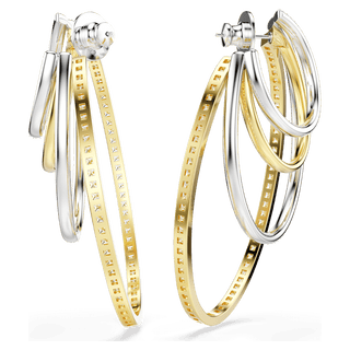 Hyperbola hoop earrings, Mixed cuts, White, Mixed metal finish
