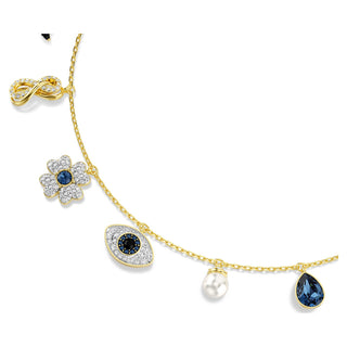 Symbolica choker, Crystal pearl, Moon, infinity, clover, evil eye and horseshoe, Blue, Gold-tone plated