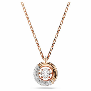 Dextera pendant, Round cut, White, Rose gold-tone plated