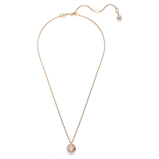 Dextera pendant, Round cut, White, Rose gold-tone plated