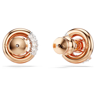 Dextera stud earrings, Round cut, White, Rose gold-tone plated