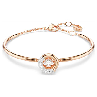 Dextera bangle, Round cut, White, Rose gold-tone plated