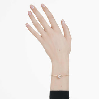 Dextera bangle, Round cut, White, Rose gold-tone plated