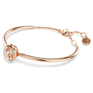 Dextera bangle, Round cut, White, Rose gold-tone plated