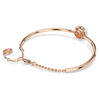 Dextera bangle, Round cut, White, Rose gold-tone plated