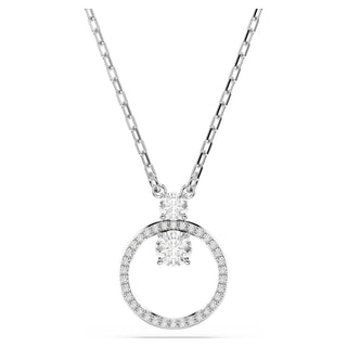 Constella pendant, Pavé, Round cut, White, Rhodium plated