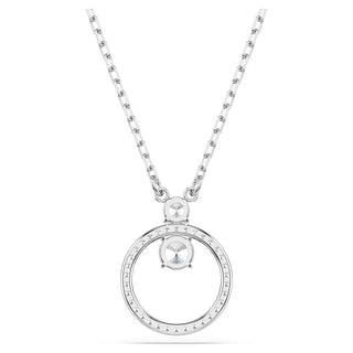 Constella pendant, Pavé, Round cut, White, Rhodium plated