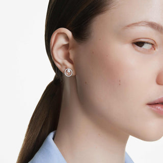 Constella stud earrings, Round cut, White, Rhodium plated