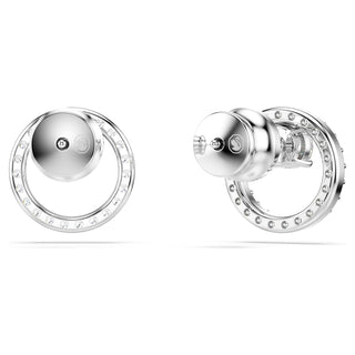 Constella stud earrings, Round cut, White, Rhodium plated