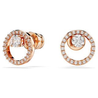 Constella stud earrings, Round cut, White, Rose gold-tone plated