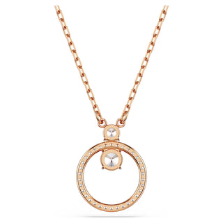 Constella pendant, Round cut, White, Rose gold-tone plated