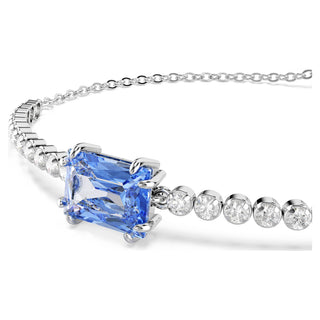 Matrix Tennis bracelet, Mixed cuts, Blue, Rhodium plated