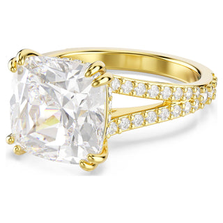 Stilla cocktail ring, Square cut, White, Gold-tone plated
