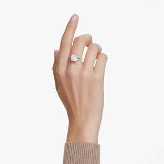 Stilla cocktail ring, Square cut, White, Gold-tone plated