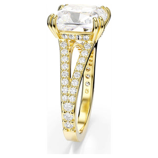 Stilla cocktail ring, Square cut, White, Gold-tone plated