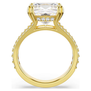 Stilla cocktail ring, Square cut, White, Gold-tone plated