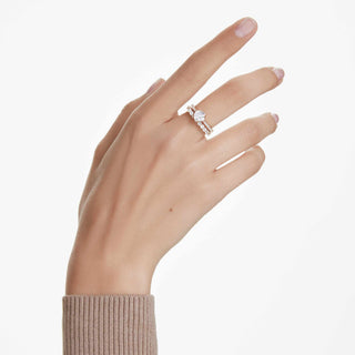 Stilla ring, Round cut, White, Gold-tone plated