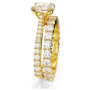 Stilla ring, Round cut, White, Gold-tone plated