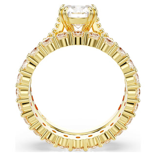 Stilla ring, Round cut, White, Gold-tone plated