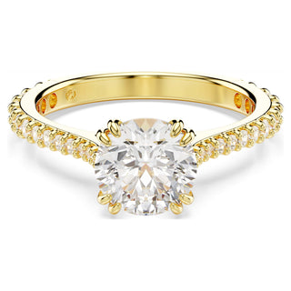 Stilla ring, Round cut, White, Gold-tone plated