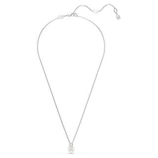 Matrix pendant, Crystal pearl, Round cut, White, Rhodium plated