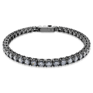 Matrix Tennis bracelet, Round cut, Gray, Ruthenium plated