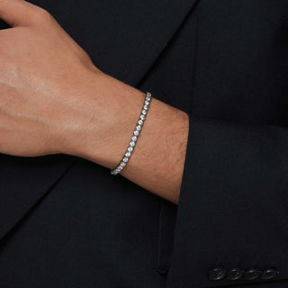 Matrix Tennis bracelet, Round cut, Gray, Ruthenium plated