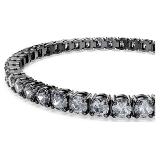 Matrix Tennis bracelet, Round cut, Gray, Ruthenium plated