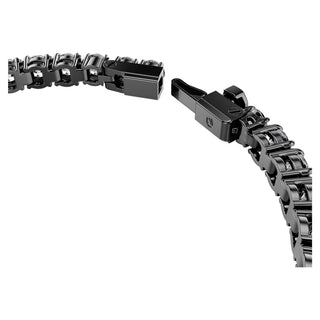 Matrix Tennis bracelet, Round cut, Gray, Ruthenium plated