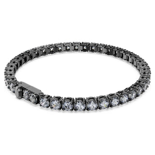 Matrix Tennis bracelet, Round cut, Gray, Ruthenium plated