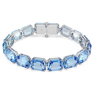Millenia Tennis bracelet, Octagon cut, Color gradient, Blue, Rhodium plated