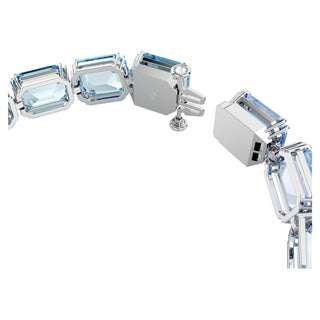 Millenia Tennis bracelet, Octagon cut, Color gradient, Blue, Rhodium plated