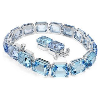 Millenia Tennis bracelet, Octagon cut, Color gradient, Blue, Rhodium plated