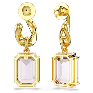 Millenia drop earrings, Octagon cut, Purple, Gold-tone plated