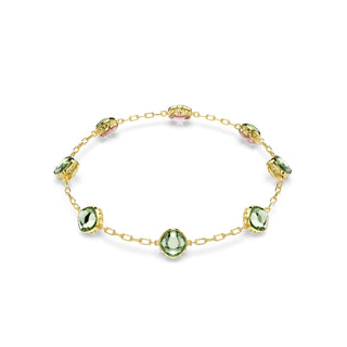 Chroma strandage, Octagon cut, Green, Gold-tone plated