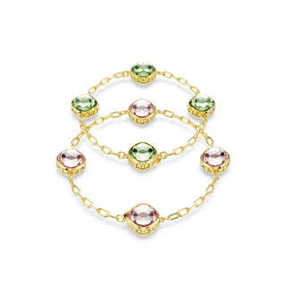 Chroma strandage, Octagon cut, Green, Gold-tone plated